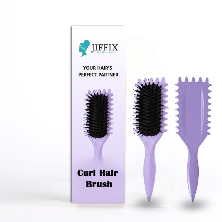 Image of Curly Hair Brush - Curl Defining & Detangling Brush for Women & Men - Boar Bristle Styling Brush for Shaping, Combing & Enhancing Natural Curls - Suitable for All Hair Types (Purple)