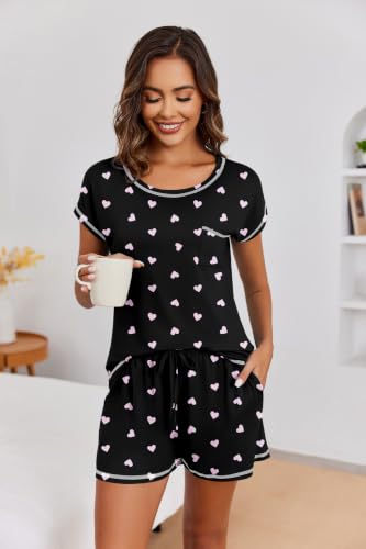 Image of Ekouaer Womens Pajama Sets 2 Piece Pjs Short Sleeve Top and Shorts
