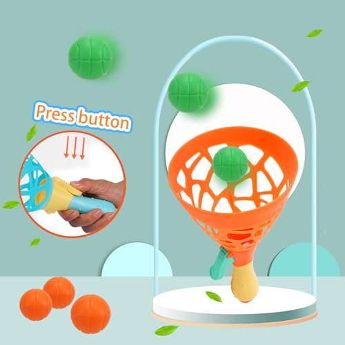 Outdoor Indoor Games Activities for Kids, Pop and Catch Ball Family Games with 2 Launcher Baskets and 10 Balls, Basket Stuffers Birthday Party Gifts Toys for Kids Ages 3 4 5 6 7 8 12+ Years Old - Image 3