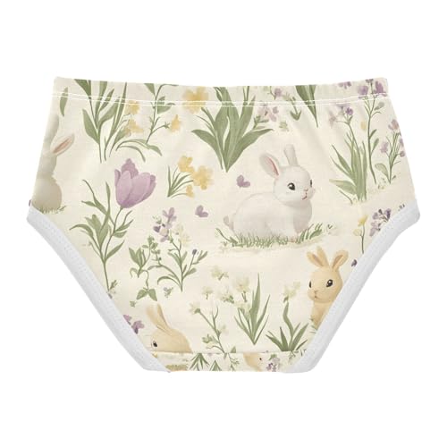 Toddler Briefs, Cute Rabbits Flower Cream Girls Cotton Underwear, 2–8 Years2