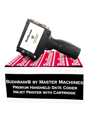 Image of Budhrani By Master Machines Premium Handheld Date Coder Inkjet Printer with Monochrome Cartridge Ink Coding Machine for Batch Code, Date, Number, Logo, Expiry Date, Label, Plastic Bottle