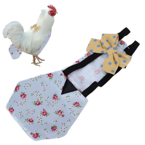 Pañales De Pato De Pollo para Mascotas Paño De Aves De Corral Lavable, Reutilizable Y Ajustable para Gallina De Pato De Ganso Artículos de Salud [M Flor Azul]