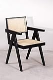  Stylez Fauteuil hêtre et rotin Noir
