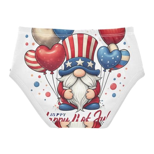 Personalized Toddler Underwear Custom 2t Cotton Cute Panties Girl USA 4th July Cute Gnome White Underpants Briefs2