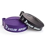 KYLIN SPORT Boucle Bande Elastique de Résistance Latex pour Musculation Etirement Récupération Yoga Pilates Kinésithérapie Culturisme Salle de Gym Domicile pour Homme et Femme (Noir+Violet)