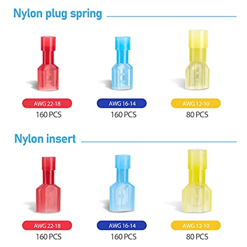 image for TICONN 800 Pcs Nylon Spade Quick Disconnect Connectors Kit, Electrical