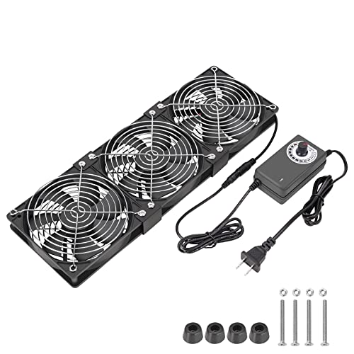 KEYFANCLUB 3 x 120mm Computer Fan with 110V - 240V AC Speed Controller, Cooling for Window Cabinet Chassis Machine Server Workstation Refrigerator, Greenhouse Cooling