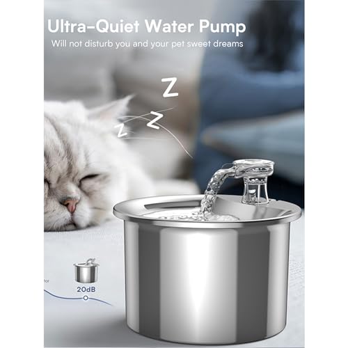 Fuente de agua automática para gatos de acero inoxidable miniatura 5