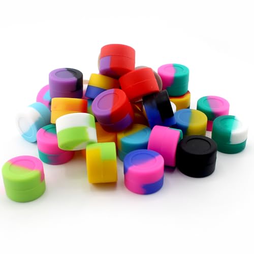 2ML Silicone Containers 100pcs Non-Stick Wax Containers Multi Use Storage Jars Oil Concentrate Bottles Assorted Colors