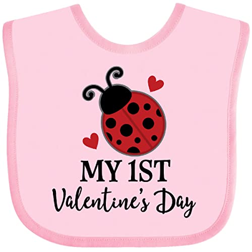 inktastic 1st Valentines Day Ladybug Baby Bib Pink 33744