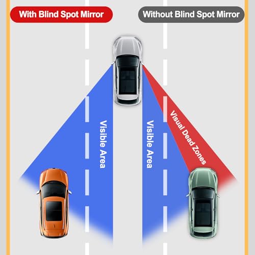 JIAHAO Livtee Blind Spot Mirror, 2" Round Hd Glass Frameless Convex Rear View Mirror With Wide Angle Adjustable Stick For Cars Suv And Trucks, Pack Of 2