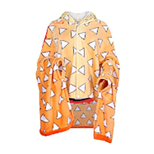 CreoQIJI Bufanda negra con flecos Manta con capucha Anime Cosplay Cálida Confort Cape Shawl Soft Pajamas Cape Poncho 160 x 100 cm Bufanda negra con flecos (amarillo, talla única)