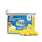 Camco 41577 30 Pack Strength TST Ultra-Concentrated Lemon Citrus Scent RV Toilet Max Treatment Drop-Ins, Formaldehyde Free, Breaks Down Waste and Tissue, Septic Tank Safe