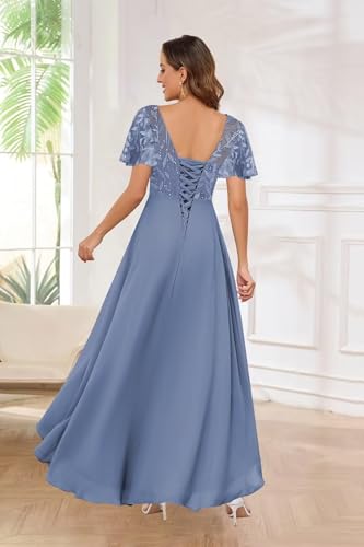 Mother of The Bride Dresses for Wedding Guest Short Sleeves Sequin Chiffon Formal Evening Gown JH0362