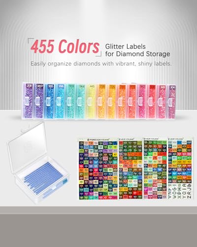Image of forever young Diamond Art Storage Containers Trays & Stand, 15 PCS Diamond Painting Trays with Lids for Adults & Hobbyists, 2-in-1 Organizer for Bead Sorting & Organized Workspace (Boxed Set)