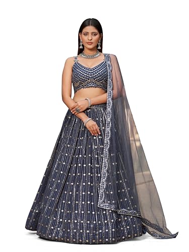 Indian ready to wear lehenga choli for women flared party night with stitched blouse-ZGM