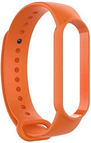 Image of WOW IMAGINE Replacement Strap Wristband for Mi Band 5 Smartwatch | Soft Silicone Matte Sport Wristband Accessory Flexible Bracelet Compatible with Xiaomi Mi Band 5 - Tangrine Orange