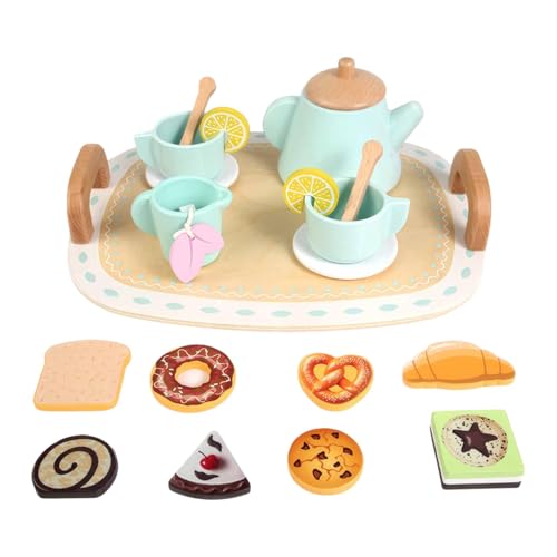 Folpus Set de té de Tarde para niños, Juego de té para Fiestas Infantiles, coordinación Mano-Ojo, cocinita de Juguete portátil, Juego de rol para el Día