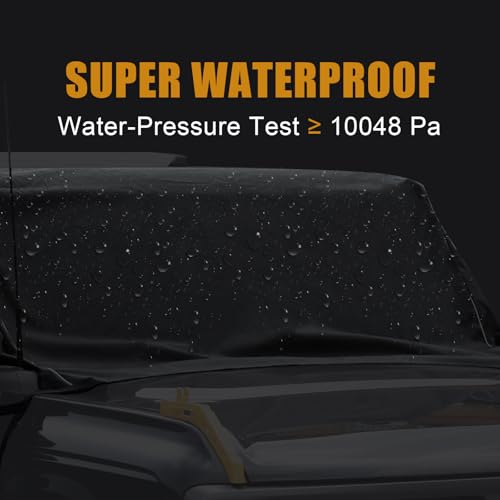 Image of MAIKER 600D Windshield Cover Compatible with Ford Bronco - Waterproof, Frost & Snow Protection, Sun Shade, Wiper Front Window Protector