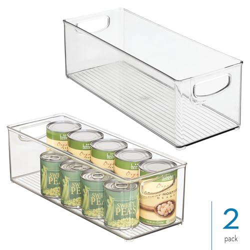 InterDesign iDesign Plastic Stackable Pantry Bin - Storage Bin with Handles for Cabinets or Fridge - Set of 2 - Clear - Image 3