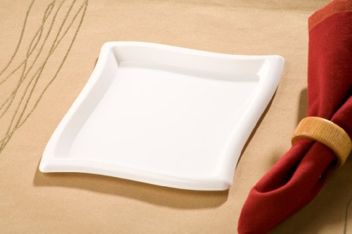 EMI Yoshi Koyal Square Waves Salad Plates, 6.5-Inch, White, Set of 120