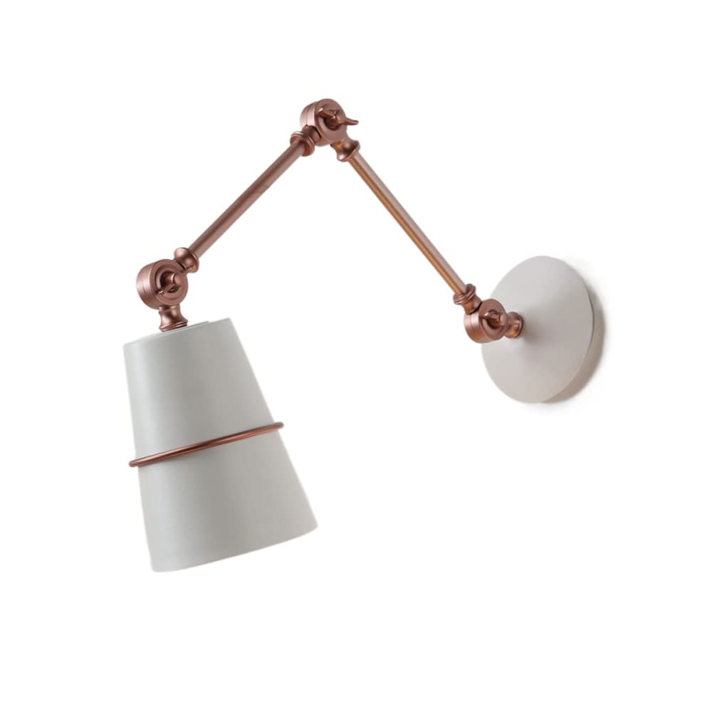 HUAYUSEDF Modern Adjustable Swing Arm Wall Lamp, 1-Light Black d Bedside Sconce, Nordic Style Mount Light Fixture for Bedroom, Hallway, Living Room - Set of 1 (White)(White)
