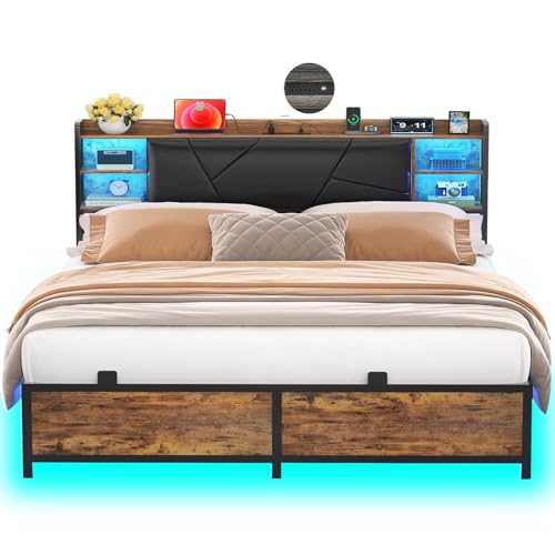 Unikito Cool Queen Size Bed Frame RGB LED Lights and Power