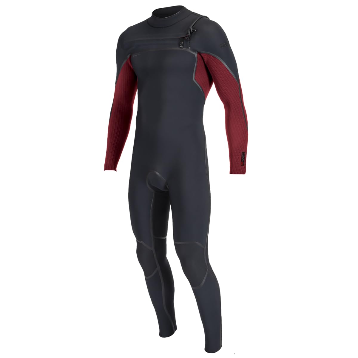 O'Neill Mens Hyperfreak Fire 3/2mm+ Chest Zip Wetsuit 5511 - Black/Dark Red