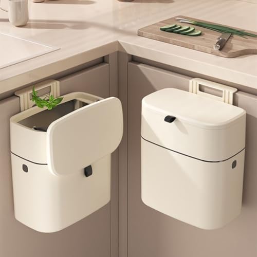 MAGICLULU bote de basura beige para colgar 12l miniatura 6
