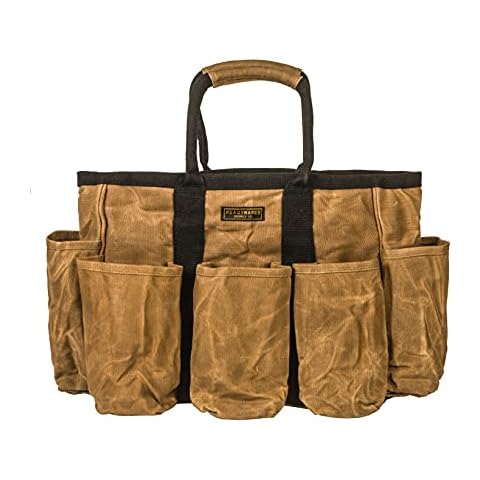Readywares 14" Waxed Canvas Supply Bag/Garden Tool Tote/Cleaning Organizer Bag/Mobile Bar Bag/Versatile Storage Tote With Pockets/Utility Bag with Heavy Duty Handles Cover