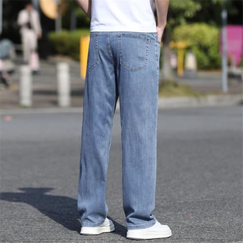 Men's Ice Silk Thin Jeans Loose Straight Sports Casual Jeans3