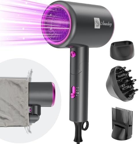 Secador de Pelo Iónico 2400W con Bolsa de Viaje, [Ligero, Alta Ve...