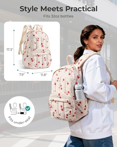 Image of BAGSMART College Laptop Backpack,Cute Travel Backpack for Women,Quilted Computer Bookbag