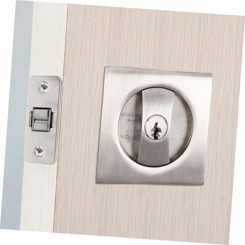 Juego de herrajes para cerradura de puerta corrediza con llave, construcción metálica duradera, acabado cepillado moderno para baños y habitaciones miniatura 7