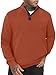 TUREFACE Mens Long Sleeve Button Down Sweatshirt Mock Neck Rib Cuffs Design Classic Solid Color Pullover Tops Handsome Outfit,Orange,L