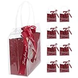 FOMIYES 10 Bolsas de Obsequio para Bodas Rojas Asas, Bolsas de Embalaje Pvc Tamaño 15,5x7x15 Cm, 10 Cajas Grandes para Dulces y Detalles de Fiesta, Ideales para Regalos de Invitados