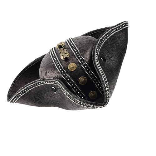 Chapeau tricorne pirate Halloween costume adulte accessoire jeu de rôle en cuir synthétique