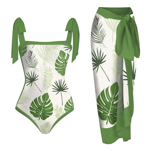 Traje de baño monokini para mujer con estampado ajustable y cubre traje de dos piezas