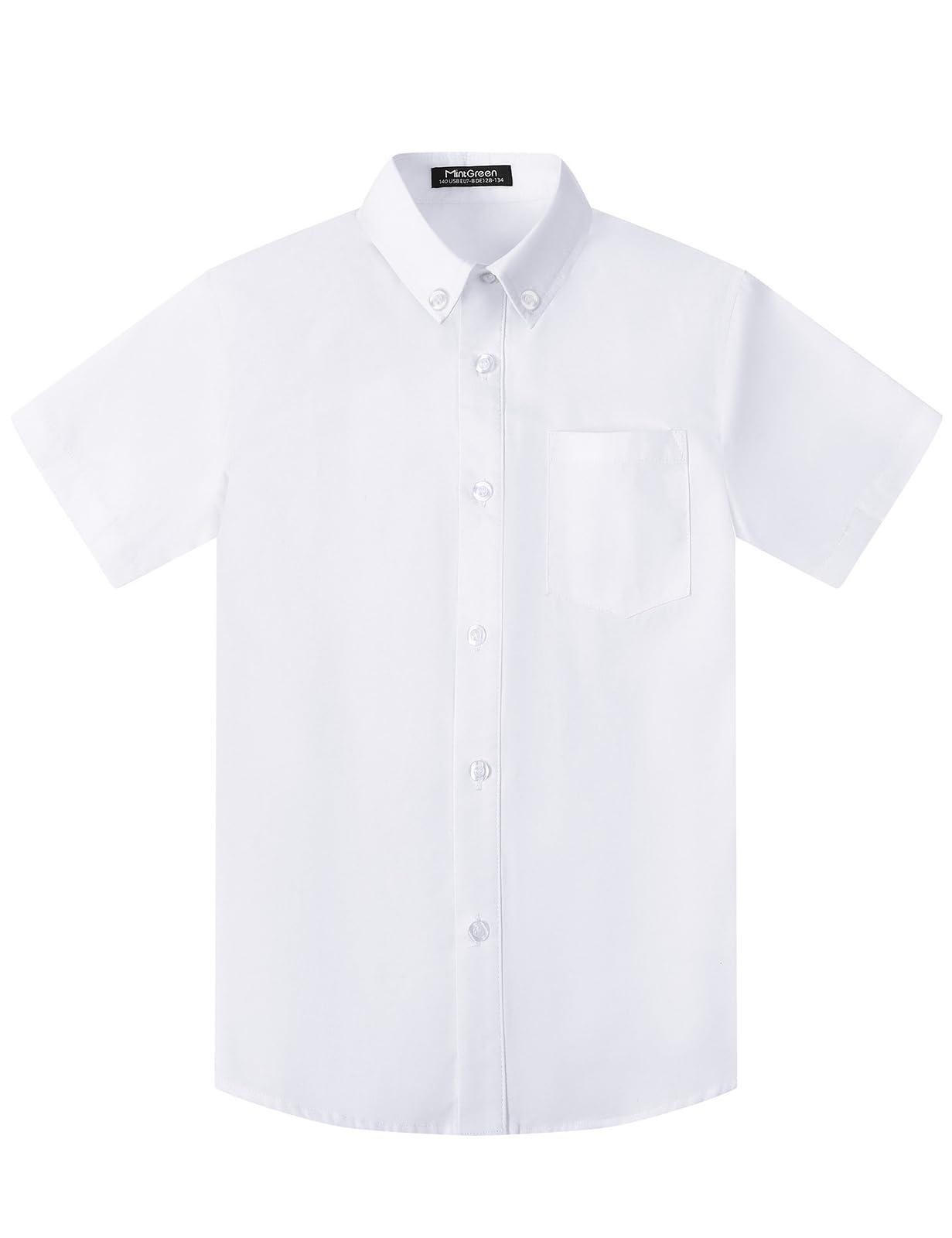 mintgreen Garçons Chemises Scolaires Enfants Coton À Boutons Uniforme Unie Manches Courtes Vêtements, 7-14 Ans