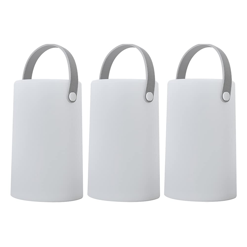 Minisun Cylindrical With Handle | Contemporary Table Lamps With Integrated Rechargeable Rgb Colour Changing Led | Lanterns, Home Décor & Improvement Essential | Pack Of 3