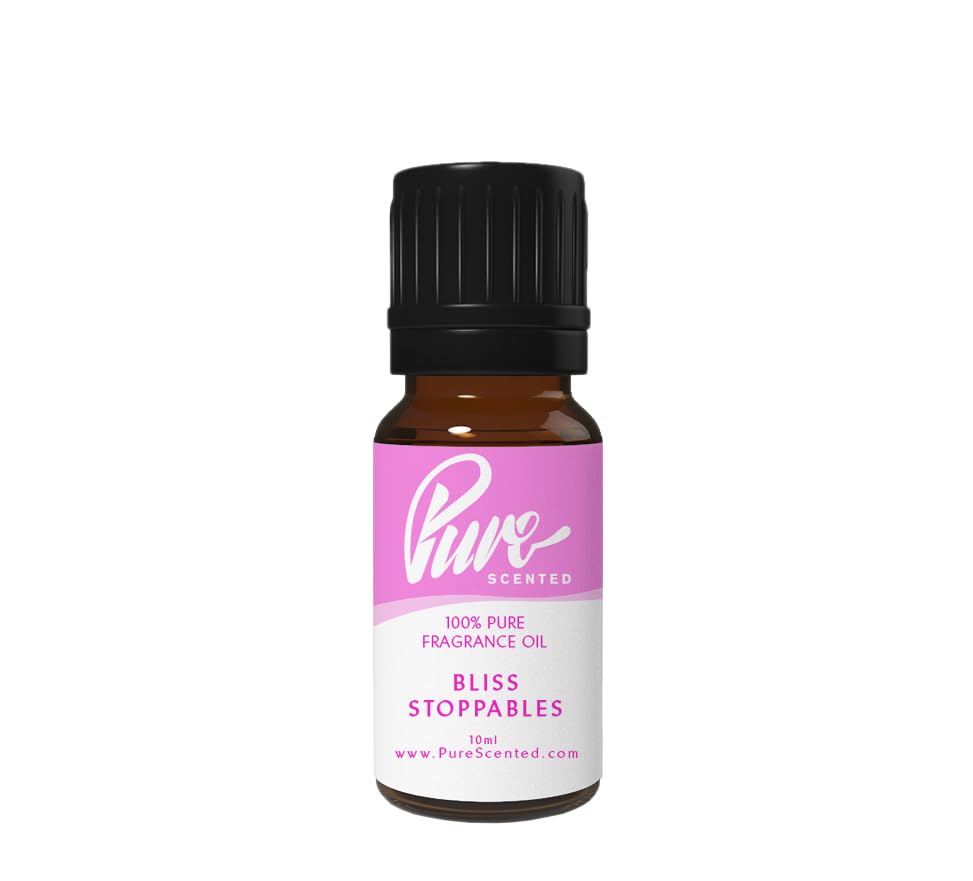 Pure Scented 10ml Fragrance Oils - 1 x 10ml Suitable for Candles, Soaps, Slime, Diffusers, Cosmetics, Wax Melts, Designer (1 x 10ml, Bliss Stoppables)