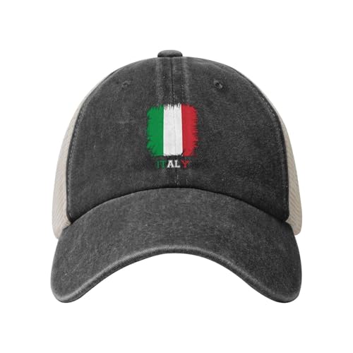Baseball Cap Vintage Vintage Italy Italian Flag Mesh Back for Men Women Adjustable Cowboy Washed Cotton Trucker Dad The Farm Hat Novelty Personalized Gift