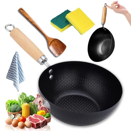 Wok redondo de cocina antiadherente con tapa 28 cm miniatura 1