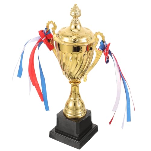 Trophée de compétition en métal doré 29 cm pour récompenser durablement les vainqueurs de jeu