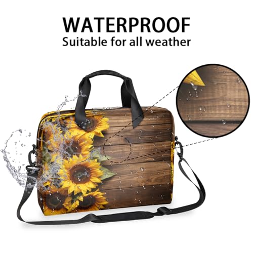 Maletín de madera con diseño de girasol para laptop 15.6" miniatura 3