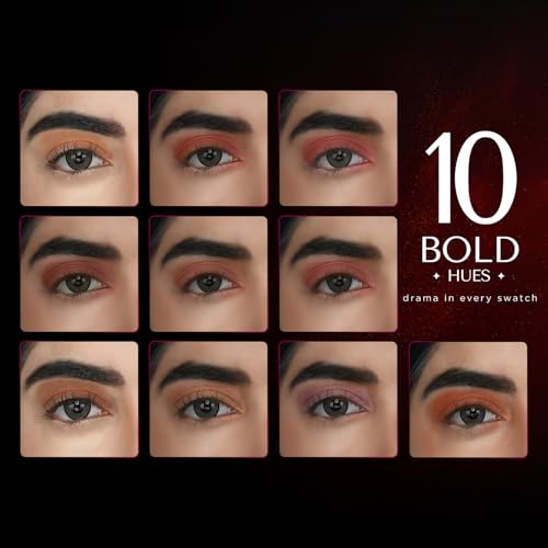 Image of BELLAVITA Intense Drama Eyeshadow Palette | 10 Blendable Shades | Matte, Shimmer & Satin Finishes | Long-Wear, Crease-Proof, Smudge-Resistant | Lightweight & Buildable | Sips of Sunset | 10g