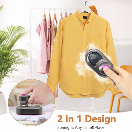 Idota Reise Bügeleisen Mini Dampfbügeleisen, 2-in-1 Trockenbügeleisen mit Klappgriff, Leichtes Mini Iron für Urlaub, Schnelles Aufheizen, Handbügeleisen für Geschäftsreisen Zuhause und Unterwegs(Grau)