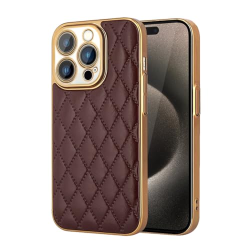 Coque iPhone 13 de luxe LVTFCO antichoc en treillis diamant 3D couleur marron