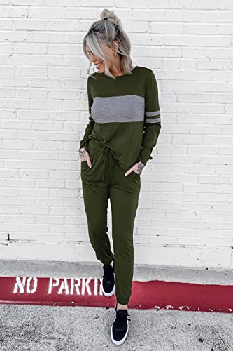 PRETTYGARDEN Womens 2 Piece Sets 2025 Long Sleeve Tops High Waisted Sweatpants Lounge Set Fall Fashion Travel Outfits