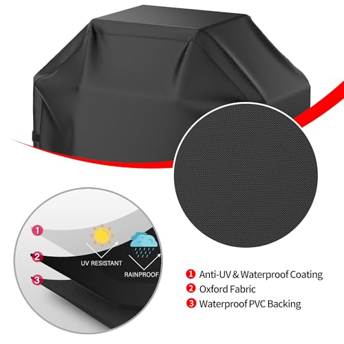 Image of BBQ Grill Cover, Waterproof, Weather Resistant, Rip-Proof, Anti-UV, Fade Resistant, with Hook-and-Loop Straps, Gas Grill Cover for Most Grills, 55 inch, Black